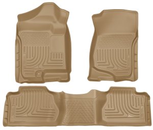 Chevrolet Silverado Floor Liners - Front + Rear - Husky Liners - WeatherBeater Combo (Front + 2nd Row) - Tan - `07-`12